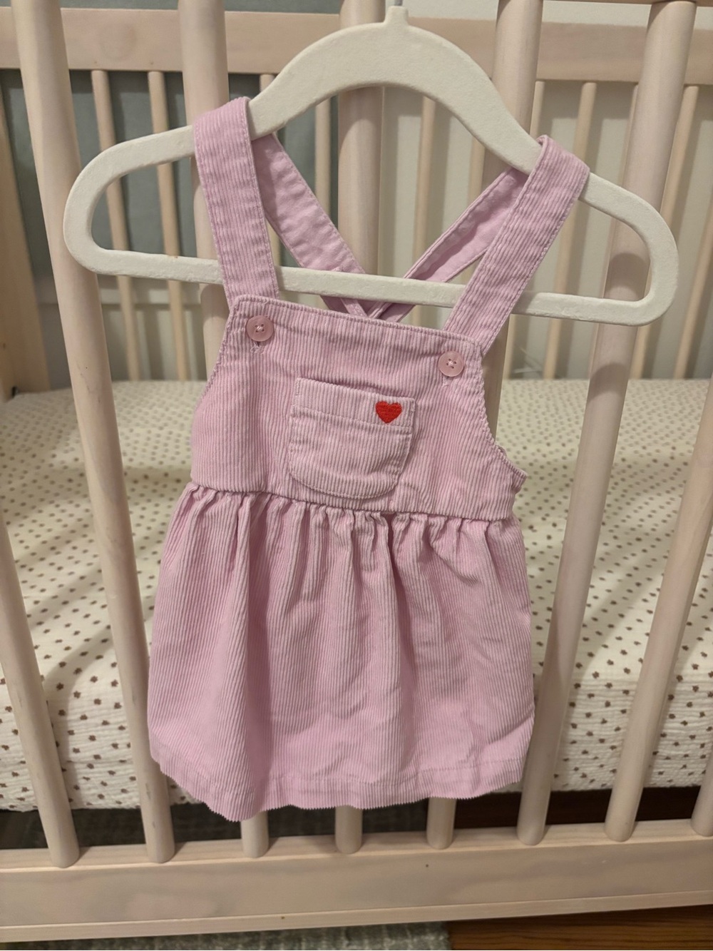 Carter's Light Pink Corduroy Crossback Pinafore with Heart Patch
